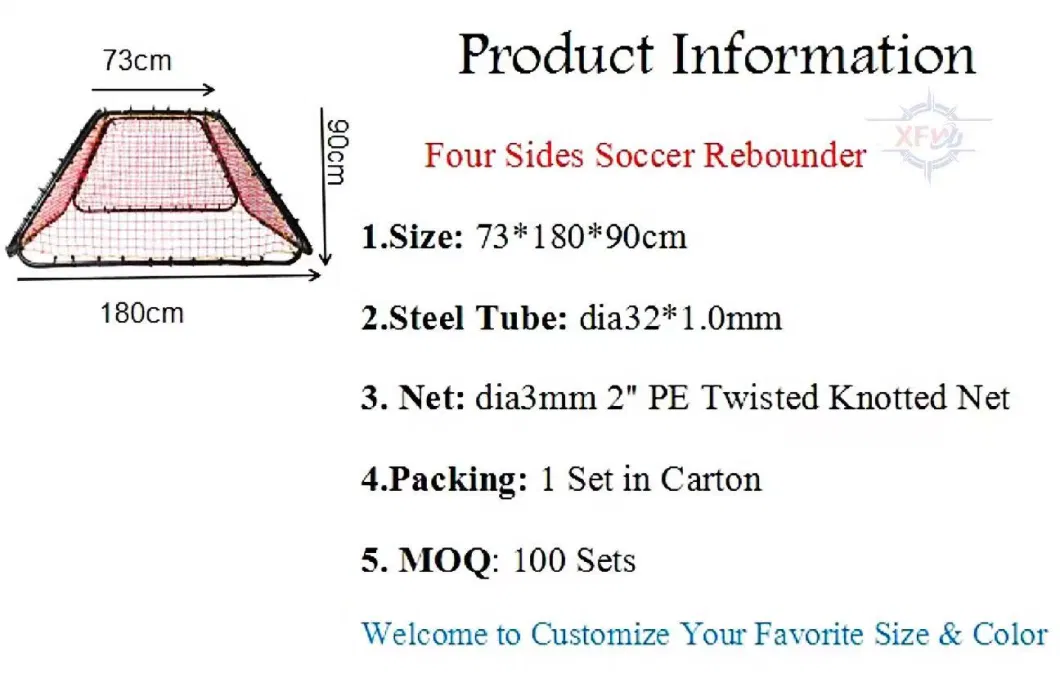 Portable Four Sides Soccer Rebound Goal Nets Football Training Equipment Endurance Agility