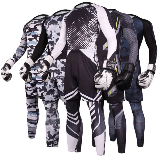 Mens Suit Cycling Wear High Elastic Wear Boxing Sports Suit Three