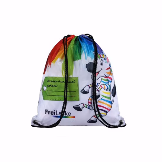 Promotional Fashionable Recycled Custom 210d Polyester Fabric Backpack School Drawstring Gym Bag