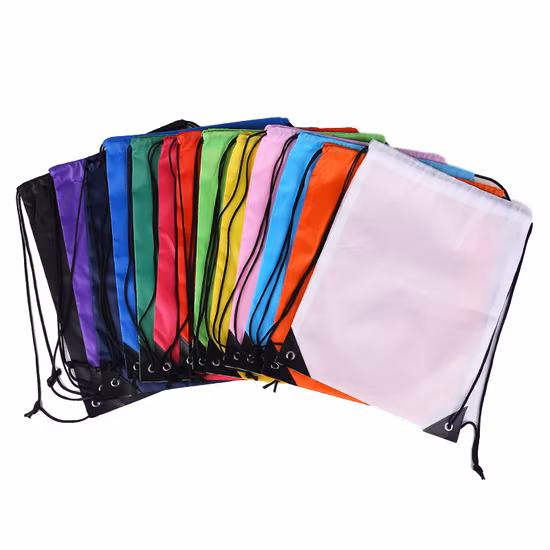 Promotional Fashionable Recycled Custom 210d Polyester Fabric Backpack School Drawstring Gym Bag