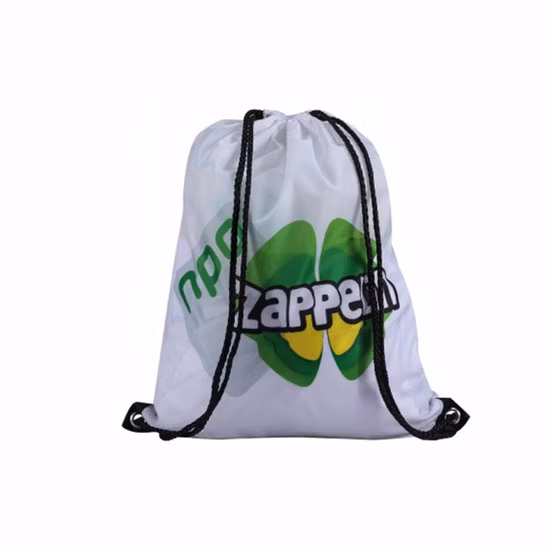 Promotional Fashionable Recycled Custom 210d Polyester Fabric Backpack School Drawstring Gym Bag